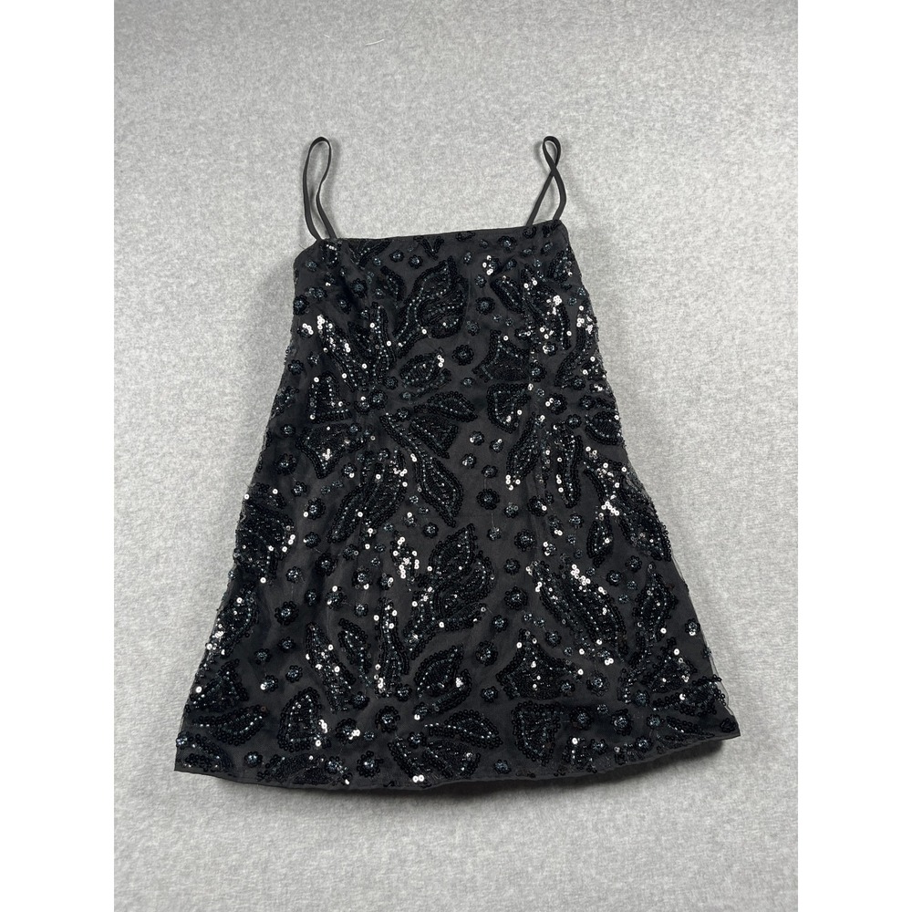 Sequin Mini Dress Womens M Black Statement Concert Festival Going Out Holiday